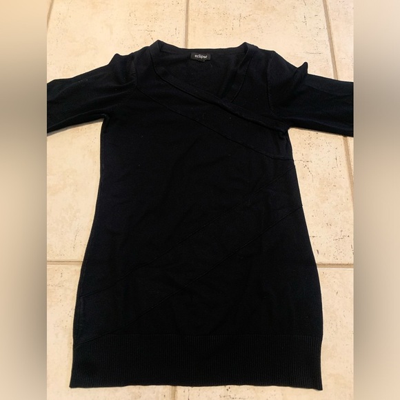 Eclipse Black Crossover V-Neck Long Sleeve Sweater - Women's M - Picture 6 of 7